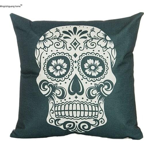 1PC Skull Cotton Linen Square Pillow Cases Sofa Car Throw pillow Cushion Cover Textile products Cotton pillowcase OU 020
