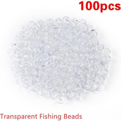 100Pcs Transparent Fishing Beads Plastic Fishing Cross Beads Round Beads Summer Carp Fishing Gear Fishing Accessories 5*8 4.7*6