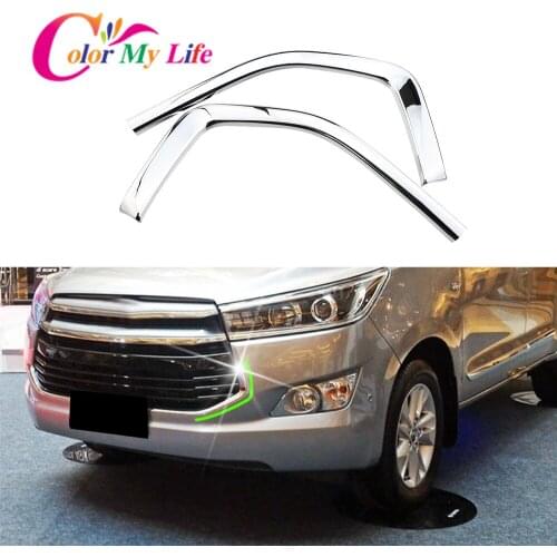 2pcs/set ABS Chrome Car Front Grill Net Trim Decoration Sticker Fit for Toyota Innova 2016 2017 2018 Modification