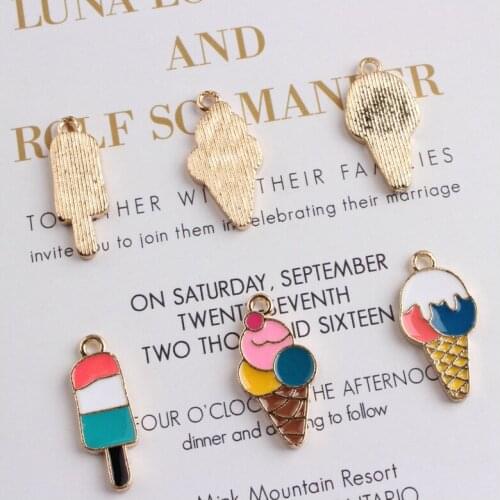 2019 New cute alloy enamel sweety dessert ice cream popsicle ice-lolly charms pendant for bracelet necklace diy jewelry making