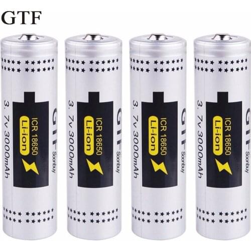 GTF 4pcs 18650 Battery 3000mah 3.7v rechargeable battery li-on battery for ncr18650a high power Bank Battery