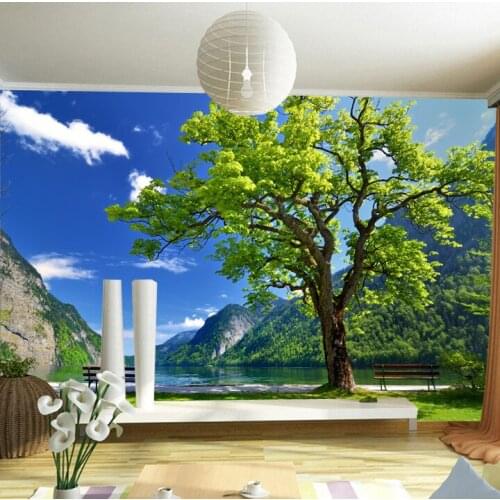 Seamless large mural wallpaper TV sofa backdrop 3D stereo Chinese magnolia trees Custom Size
