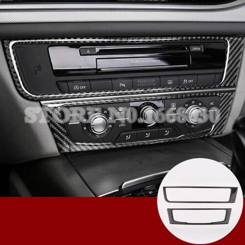 Carbon Fiber Center Console CD Panel Trim Cover 2pcs For Audi A7 S7 2012-2018 Car Decoration Car Accesories Interior