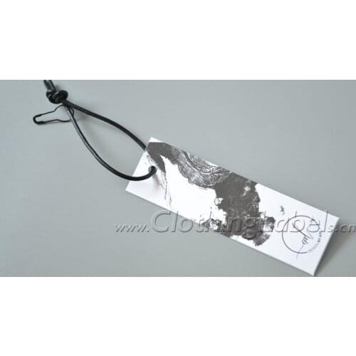 Clothing tags, labels for clothing garment, luxury hang tag, hang tag with string and pins