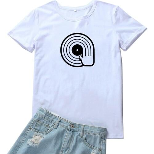 Spinning Vinyl Record Women T Shirt Funny Simple Retro Graphic Pattern T-shirt Women Cool Vintage Technics Design Tshirt Women