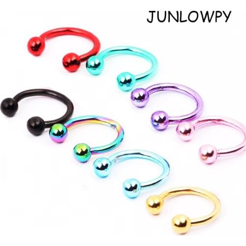 JUNLOWPY 1 Pieces Gold Silver Stainless Steel Circular Barbells Horseshoe Nose Ring Lip CBR Body Piercing earring tragus Ear