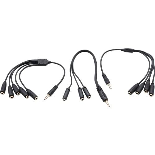 Gold 3.5mm 1/8" TRS 3-Pole Male to 3x 4x 5x 3/4/5-Ways Female Earphone Headset Splitter Audio Adapter Cable