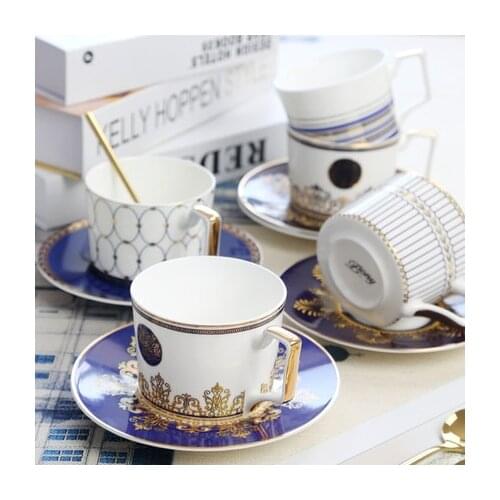 Fine Bone China Coffee Cup and saucer With gold spoon, funny fashion design, zakka tazas cafe espresso cup english tea set