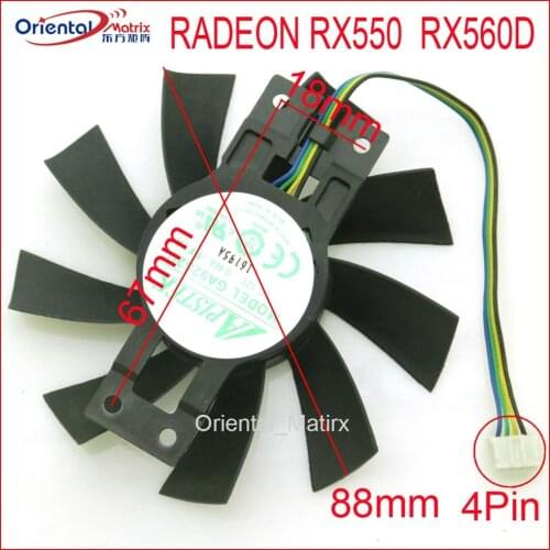 Free Shipping GA92S2U - PFTA 12V 0.46A 4Pin 88mm VGA Fan For Dataland RADEON RX550 RX560D Graphics Card Cooler Cooling Fan