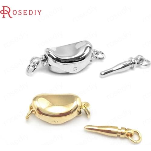 40451)6PCS 16.5x7.5MM Diameter 5MM Width 3MM 24K Gold Color Brass 1 Line Necklaces Connect Clasps Diy Jewelry Making Supplies