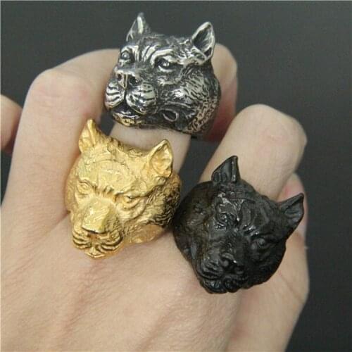 3 Colors German Shepherd Dog Ring 316L Stainless Steel Mens Women Ring Fashion Cool Siver Gold Black Demu Ring