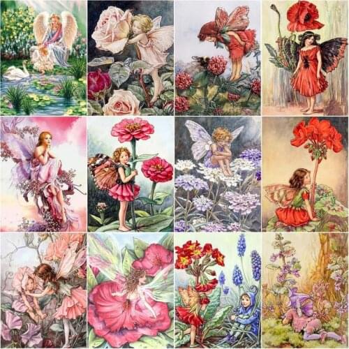 CHENISTORY Diy Painting By Numbers Flower Fairy Kits Drawing On Canvas Pictures By Number Girl Handpainted Picture Gift Home Dec