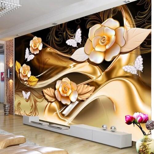 Custom Mural Wallpaper 3D Stereo Jewelry Flower Frescoes Living Room TV Sofa Bedroom Luxury Home Decor Wall Paper For Walls 3 D