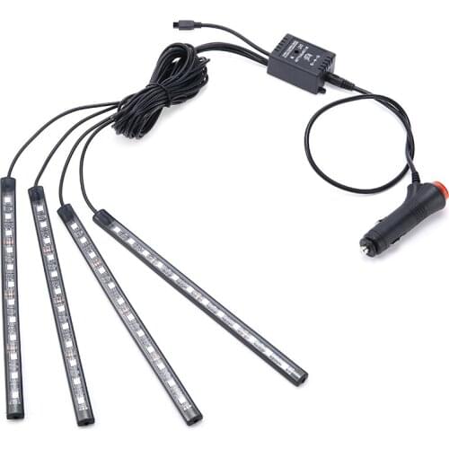 New Arrival 12V DC 12LED RGB Car Atmosphere Footwell Strip Light USB Charger Decor Lamp Professional Cars Interior Accessories