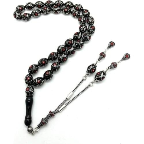 OLTU STONE SPHERE CUT RED PROCESSING TESPİH