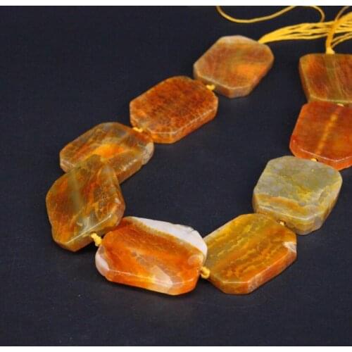 15.5"/strand Natural Orange Dragon vein Agates Rectangle Slab Nugget Pendant Beads,Large Onxy Gems Stone Slice Necklace Jewelry