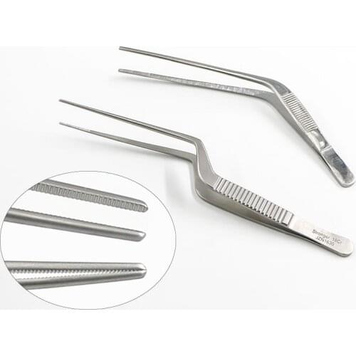 Gun-shaped tweezers for ear picking with high quality toothed ear tweezers Elbow with serrated safety ear tweezers ear picking t