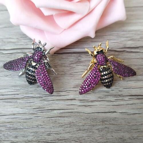 6 Pcs Mix Color Micro Pave CZ zircon bumblebee charm Pendant For Jewelry Making Findings DIY necklace making PD733