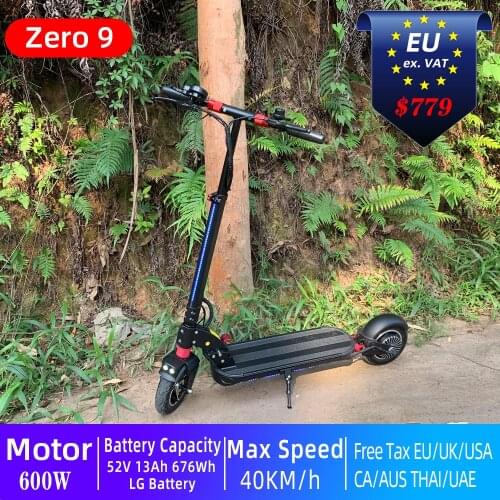 Original ZERO 9 Electric Scooter 600W 40KM/h 52V 13Ah LG Battery Foldable Nimble City Kickscooter Free Shipping