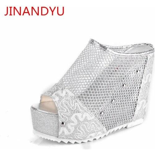 High Heels Women Slippers Sandals Platform Wedges Shoes for Women Summer Black Silver Gold Heels High Wedge Sandals Gladiador