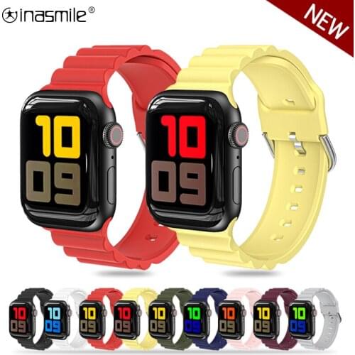 Quality Wave Pattern Silicone Strap For Apple Watch 6 5 4 3 SE band 40mm 44mm smartwatch wristband For iWatch serie 38mm 42mm