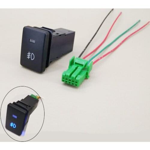 Blue Rear Fog light Push Switch 4 Wire Button For Toyota Camry Prius Corolla Front Foglight Switch DC12V