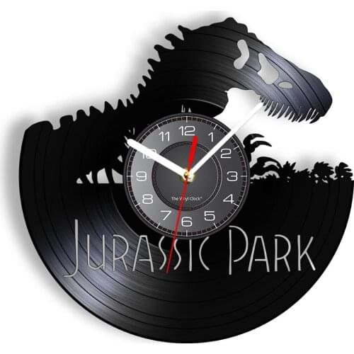 Scary Dinosaur Silhouette Wall Clock Jurassic Epoch Ancient Creature Laser Cut Longplay Wall Watch Amazing Cool Nursery Decor
