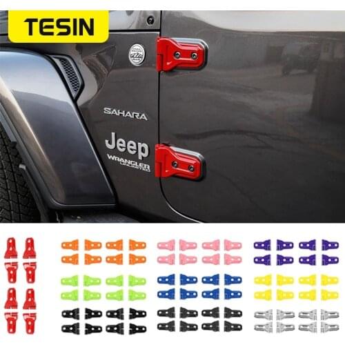 TESIN Car Exterior Accessories For Jeep Gladiator JT Car Door Hinge Protector Trim Cover Stickers Kit For Jeep Wrangler JL 2018