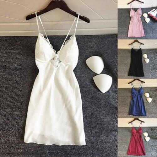 Women Nightgowns Sexy Nightwear Lace Patchwork Camisola Lingerie Nighty Wedding Silk Dress Sleep Wear Nightdress Clothes
