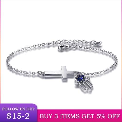 LByzHan Hot Sale Cross And Devils Eye Palm Bracelet 2 Color Clear CZ Bracelet Jewelry For Gift CMB113
