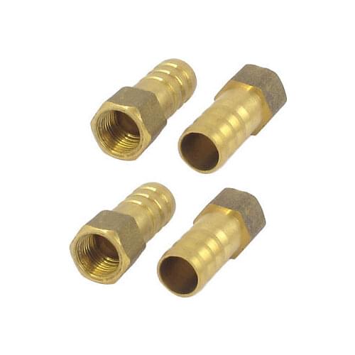 1/8BSP Female Thread 10mm Tube Dia Brass Hose Barb Coupler Connector 4pcs