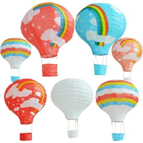1pcs new Rainbow Hot Air Balloon Paper Lantern Ball decora Kids Birthday Party Wedding Lampion Hanging Decoration supplies