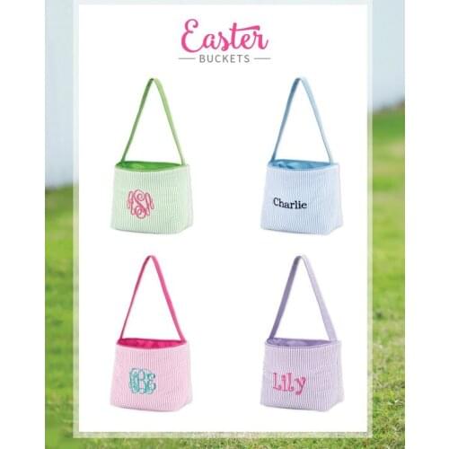 10pcs/lot wholesale seersucker easter bucket good quality monogram childrens easter basket 2019 Easter decoration bucket