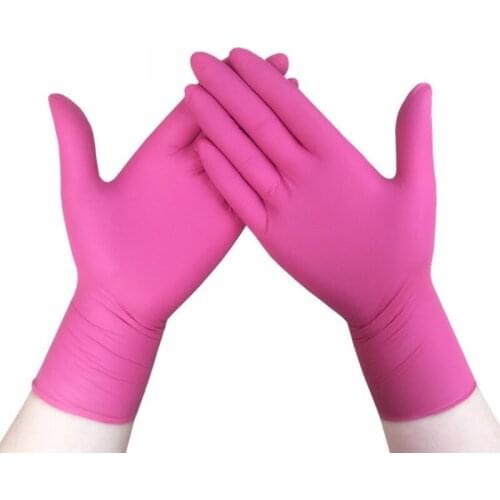 100pcs Pink Gloves Disposible Nitrile Rubber Latex Gloves Universal Kitchen Household Cleaning Gardening Purple Black Gloves
