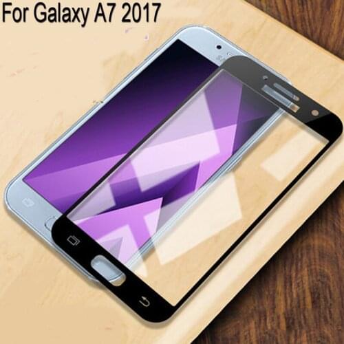 2PCS Full Curved Screen Protector For Samsung Galaxy A7 2017 Full Cover Tempered Glass For Galaxy A7 2017 Protective Flim