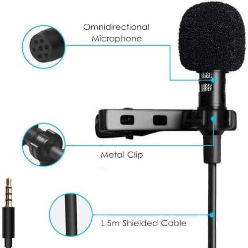 3.5mm Mini Studio Speech Mic Microphone w/ Clip for PC Desktop Notebook