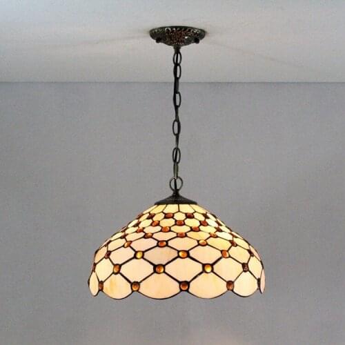 30cm European-Style Antique Tiffany Colored Glass Restaurant Light Chandelier Romantic Glass Lamp