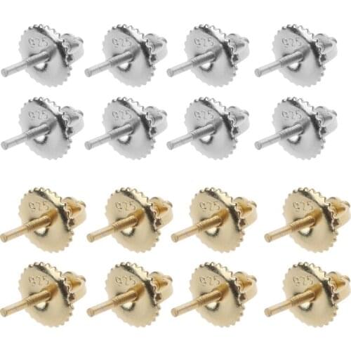 L5YD 4 Pairs 925 Sterling Silver Secure Screw on Earring Backs Replacement for Diamond Earring Studs Screwbacks Locking Backs