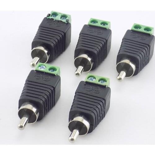 5pcs/lot CCTV Phono RCA Male Plug TO AV Terminal Connector Video AV Speaker Wire cable to Audio Male RCA Connector Adapter