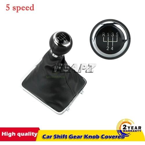 5 Speed Car Shift Gear Knob Covered Real Leather With Chrome For VW Passat B6 CC 3C R36 TDI TFSI TSI 2005-2013