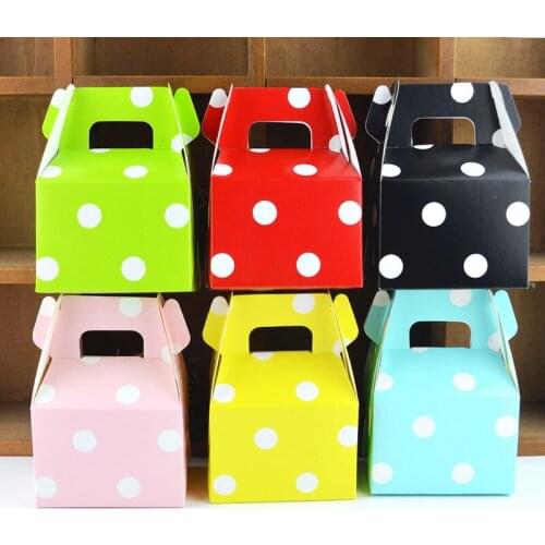 50pcs Polka Dot Paper Gift Box Wedding Favors Candy Paper Box for Packaging Chocolate Gift Wrapping Bag Birthday Party Decor