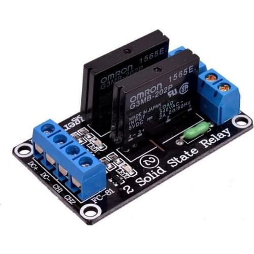 50PCS/LOT 5V 2 Channel OMRON SSR G3MB-202P Solid State Relay Module with Resistive Fuse