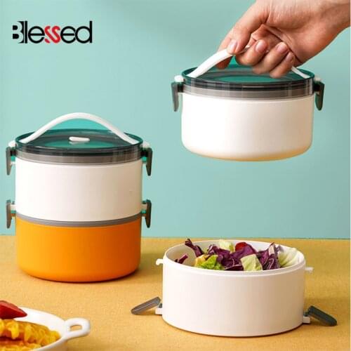 700/1400ML Stainless Steel Breakfast Boxes Office Student Heat Preservation Large Capacity Lunch Box Microwave Heated Lunch Box