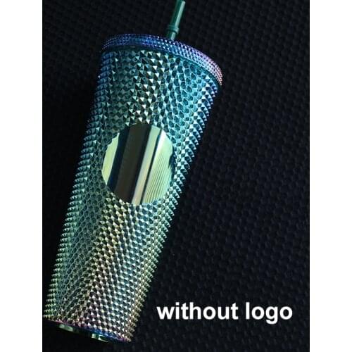 710ml Cold Coffee Cup Tumbler Water Cups With Straw Double Layer Plastic Durian Diamond Radiant Goddess Beer Mug