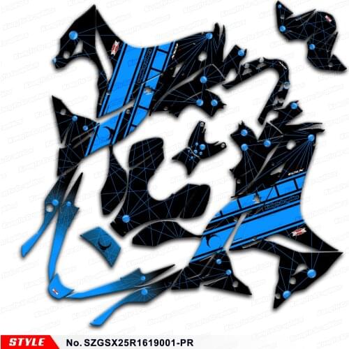 Aftermarket Personalised Stickers Vehicle Vinyl Wraps for GSX250R GSX 250R 2016 2017 2018 2019 2020, Style No.SZGSX25R1619001-PR