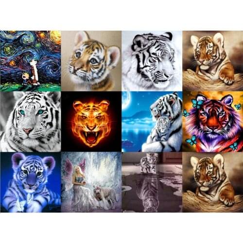 Tiger two Full Square/round Drill 5D DIY Diamond Painting -Movie Portrait- Embroidery Cartoon Avenger Cross Stitch 14CT