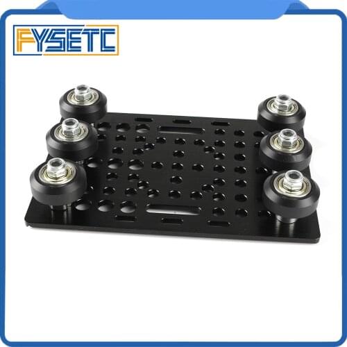 Aluminium V-Slot Gantry Plate 20 - 80mm With 6pcs Black / Transparent V-Slot Solid V Wheel Kit For Openbuilds CNC Machine Part