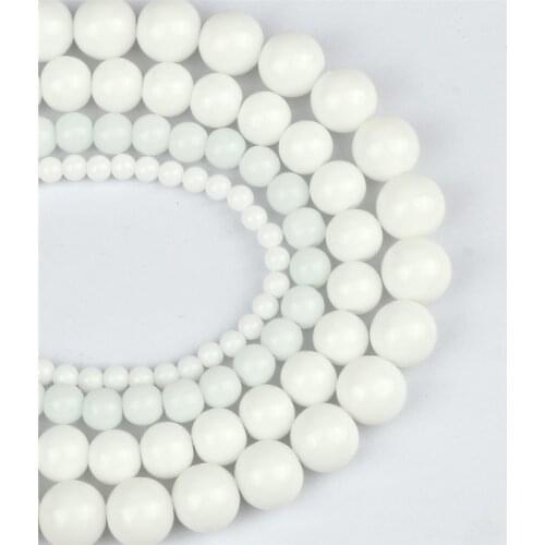 White Porcelain Natural Stone Beads 4/6/8/10mm Dull Polished Agates Smooth Round Beaded for Jewelry Making DIY Bracelet Necklace