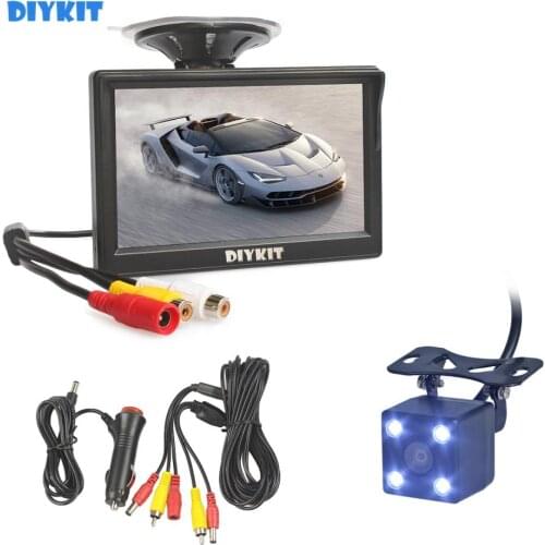 DIYKIT 5" LCD Rear View Car Monitor Waterproof Reverse LED Night Vision Car Camera For Parking Assistance System