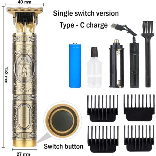 Electric Hair Trimmer Cordless Shaver 0mm Men Multifunction Buddha Dragon Barber Type T Cutting Styling Kit USB Chargeable